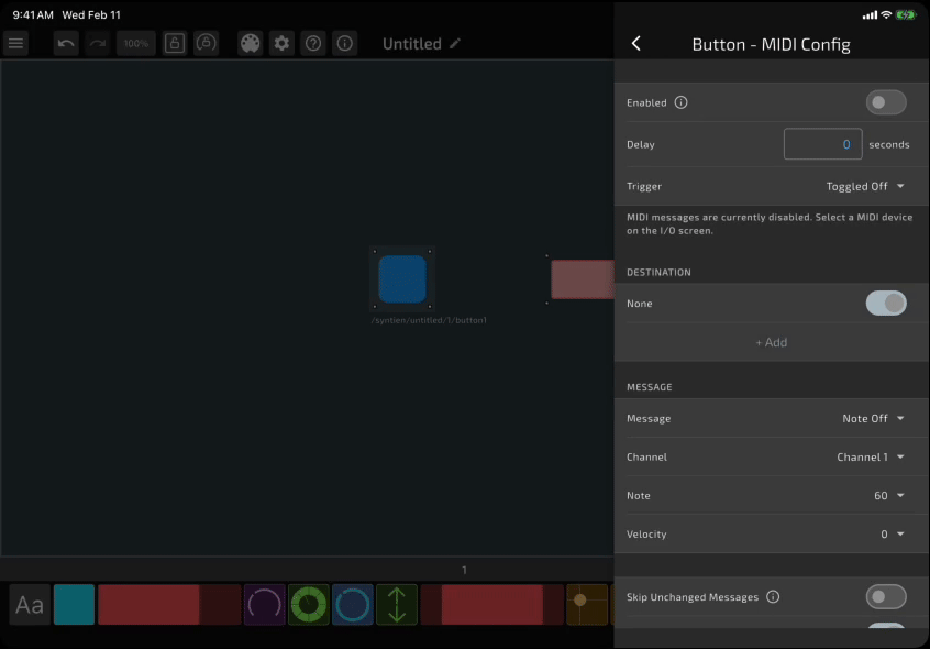 Configuring slider MIDI output